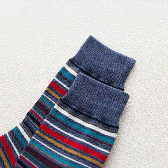 Men Women Vintage Stripe Cotton Socks Causal Breathable Deodorant Middle Tube Socks