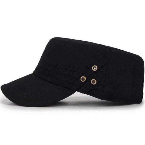 Men Women Vogue Cotton Solid Color Flat Hats Sunshade Casual Outdoors Simple Adjustable Caps