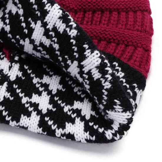 Men Women Warm Houndstooth Knitted Hat Casual Fashion Beanie Cap