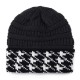 Men Women Warm Houndstooth Knitted Hat Casual Fashion Beanie Cap