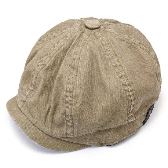 Men Women Washed Cotton Octagon Beret Hat Outdoor Leisure Newsboy Caps