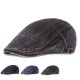 Men Women Washed Denim Double-Sided Adjustable Painter Beret Hat Newsboy Cabbie Flat Caps