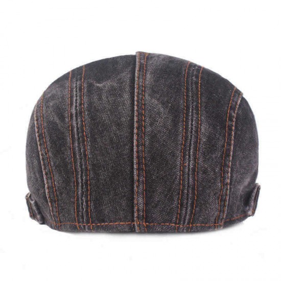 Men Women Washed Denim Double-Sided Adjustable Painter Beret Hat Newsboy Cabbie Flat Caps