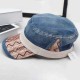 Men Women Washed Denim Military Army Cap Outdoor Ripple Peaked Cap Visor Flat Top Hat