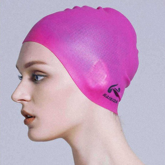 Men Women Waterproof Non-slip Silicone Swimming Cap Oversized Comfortable Earmuffs Beanie Hat