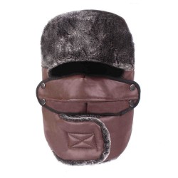 Men Women Waterproof Thicken Plus Velvet Ushanka Trapper Hat with Flap Mask Headwear Russian Cap