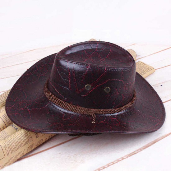 Men Women Western Artificial Leather Cowboy Knight Hat Outdoor Wide Brimmed Hat