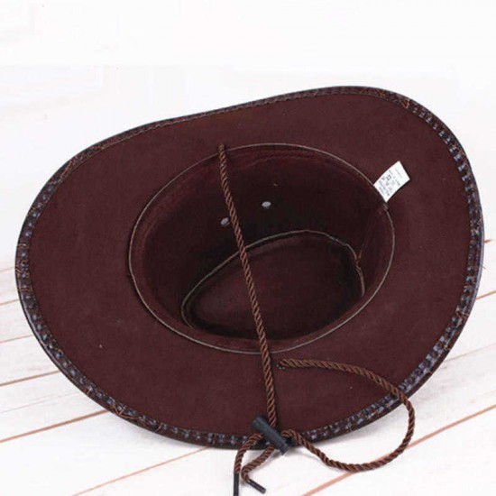 Men Women Western Artificial Leather Cowboy Knight Hat Outdoor Wide Brimmed Hat