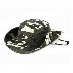 Men Women Wide-Brimmed Printing Mesh Outdoor Climbing Travel Bucket Hat Camouflage Cotton Cap