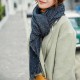 Men Women Winter Cashmere-Like Starry Dots Fringe Whisker Knit Couples Scarf Trend Solid Color Shawl