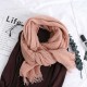 Men Women Winter Cashmere-Like Starry Dots Fringe Whisker Knit Couples Scarf Trend Solid Color Shawl