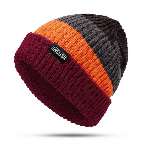 Men Women Winter Double Knit Striped Multicolor Knitted Hat Beanie Cap