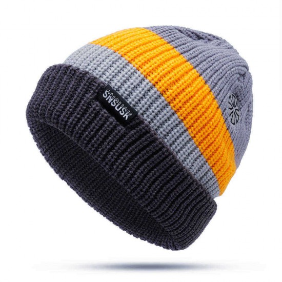 Men Women Winter Double Knit Striped Multicolor Knitted Hat Beanie Cap