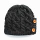 Men Women Winter Earmuffs Manual Weaving Knit Beanie Hat with Button Flexible Skull Cap