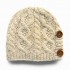 Men Women Winter Earmuffs Manual Weaving Knit Beanie Hat with Button Flexible Skull Cap