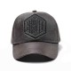 Men Women Winter PU Leather Baseball Cap Outdoor Adjustable Letter Badge Peaked Hat Dad Hat