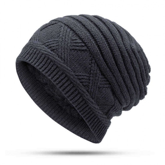 Men Women Winter Thicken Plus Velvet Earmuffs Beanie Caps Outdoor Ski Knit Skullcap