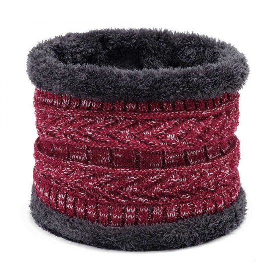 Men Women Winter Trendy Velvet Plus Woolen Knitting Neck Warmer Starry Stripes Couples Scarf