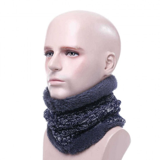 Men Women Winter Trendy Velvet Plus Woolen Knitting Neck Warmer Starry Stripes Couples Scarf