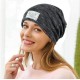 Men Women Winter Vintage Double Layers Earmuffs Beanie Hats Outdoor Slouch Skull Cap