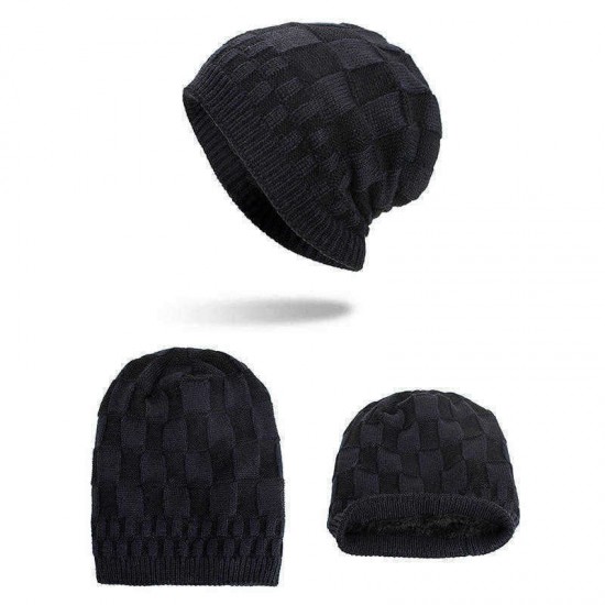 Men Women Winter Warm Coral Fleece Thicken Beanie Caps Outdoor Double Layers Knitted Hat