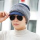 Men Women Winter Warm Corduroy Plush Thicken Knit Baseball Hat with Scarf Ski Peaked Caps