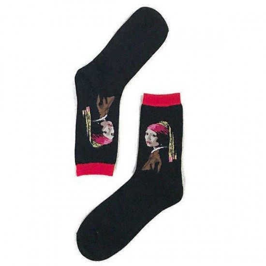 Mens Abstract Painting Socks Breathable Deodorization Sport Tube Socks