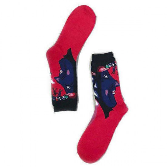 Mens Abstract Painting Socks Breathable Deodorization Sport Tube Socks