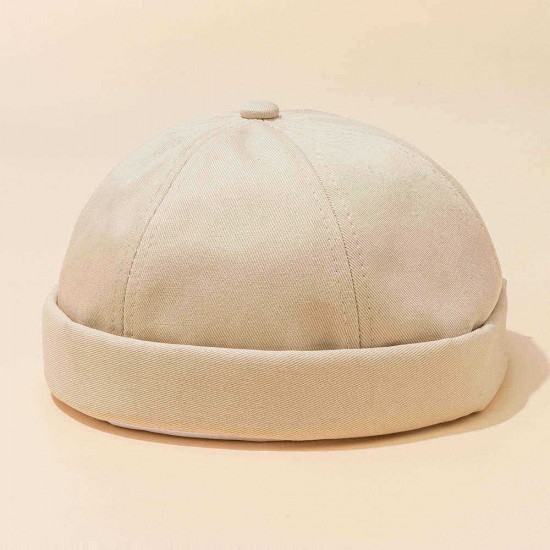 Mens Adjustable Breathable Solid French Brimless Hats Vogue Retro Skullcap Letter  Sailor Cap