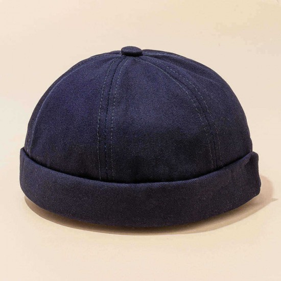 Mens Adjustable Breathable Solid French Brimless Hats Vogue Retro Skullcap Letter  Sailor Cap