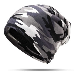 Mens Camouflage Winter Plus Velvet Warm Slouchy Beanie Hat Casual Plus Size Earmuffs Skull Cap