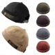 Mens Corduroy Adjustable Solid French Brimless Hat Vogue Retro Skullcap Sailor Cap