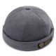 Mens Corduroy Adjustable Solid French Brimless Hat Vogue Retro Skullcap Sailor Cap