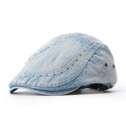 Mens Cotton Rivet Painter Beret Caps Casual Outdoor Visor Forward Hat