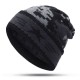 Mens Crimped Winter Plus Velvet Warm Slouchy Knit Beanie Hat Casual Plus Size Earmuffs Skull Cap