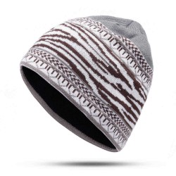 Mens Ethnic Stripe Winter Earmuffs Knit Beanie Hat Outdoor Slouchy Ski  Skull Cap