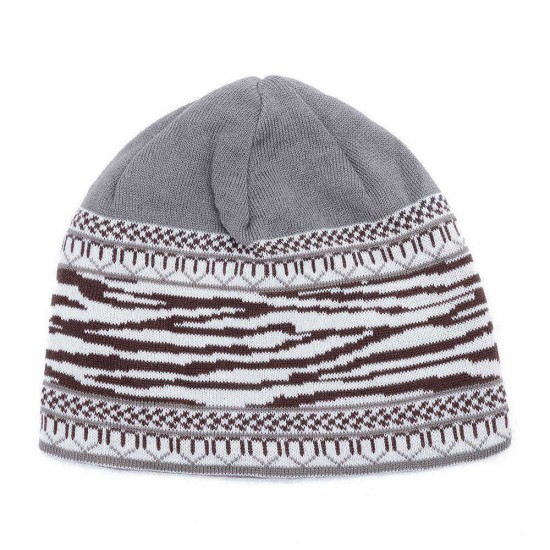 Mens Ethnic Stripe Winter Earmuffs Knit Beanie Hat Outdoor Slouchy Ski  Skull Cap