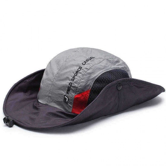 Mens Foldable Breathable  Bucket Hat With String Outdoor Fishing Hat Climbing Sunshade Cap