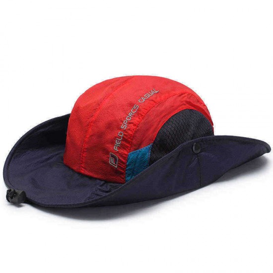 Mens Foldable Breathable  Bucket Hat With String Outdoor Fishing Hat Climbing Sunshade Cap