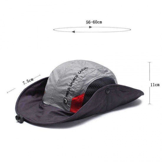 Mens Foldable Breathable  Bucket Hat With String Outdoor Fishing Hat Climbing Sunshade Cap