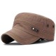 Mens Leather Standard Copper Mesh Washed Cotton Flat Hat Outdoor Sunscreen Military Army Fade Peaked Dad Cap