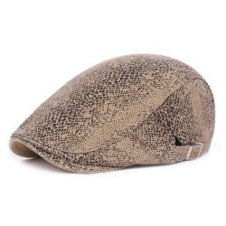 Mens Leopard Painter Beret Hat Outdoor Adjustable Newsboy Cabbie Flat Caps