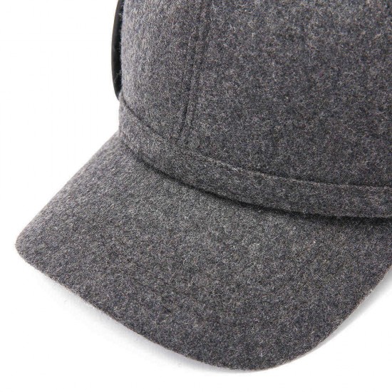 Mens Middle-Aged Felt Thicken Warm Earmuffs Cotton Baseball Cap Casual Dad Peaked Hat