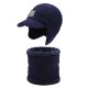 Mens Middle-Aged Outdoor Warm Knit Hat Scarf Set Plush Earmuffs Peaked Cap Suit