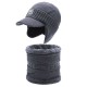 Mens Middle-Aged Outdoor Warm Knit Hat Scarf Set Plush Earmuffs Peaked Cap Suit