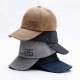 Mens Middle-aged Cotton Earmuffs Letter Embroidered Baseball Cap Adjustable Dad Peaked Hat