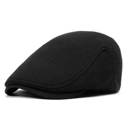 Men's Thickened Warm Fleece Lining Vintage Peaked Cap Gentlemen Forward Cap