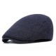 Men's Thickened Warm Fleece Lining Vintage Peaked Cap Gentlemen Forward Cap