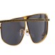 Mens Trendy Metal Polarized Sunglasses Anti-UV Mirror Rivet Decorative Goggles for Driving