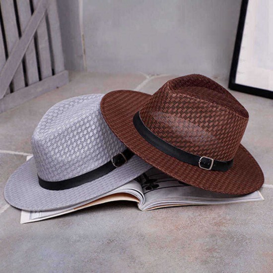 Mens Unisex Mesh British Jazz Sun Hat Outdoor Travel Breathable Sunscreen Fedora Cap